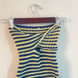Striped Yellow and Blue Knit Top